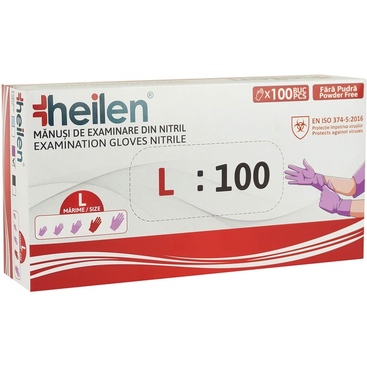 Manusi Heilen nitril nepudrate violet L