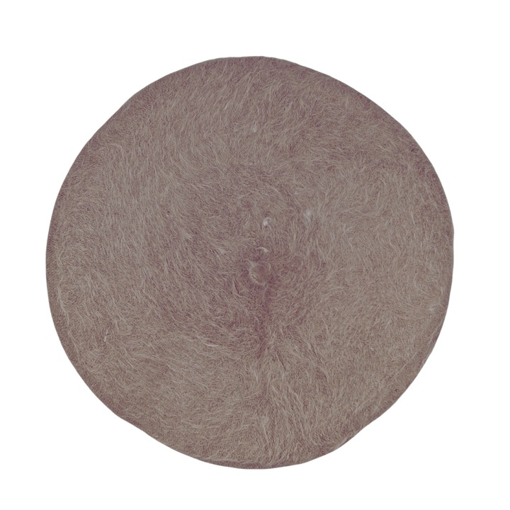 Caciula de dama stil bereta, Onore, bej, lana din blana de iepure, marime universala, model uni cu puf