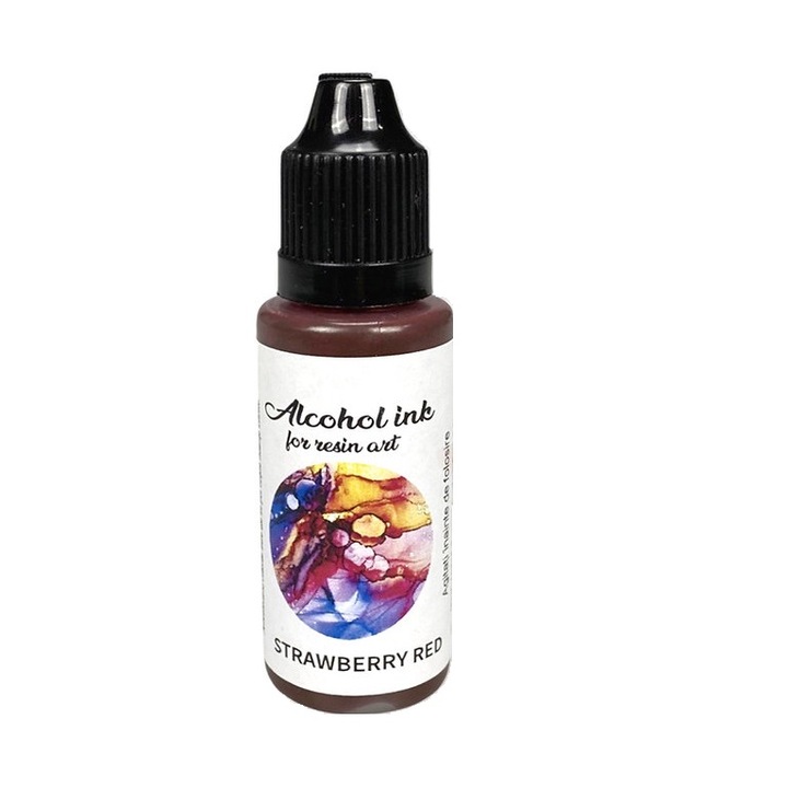 Colorant Alcohol ink resin art superconcentrat Strawberry red 20ml pentru rasina epoxidica, art line DEVE, pigment lichid rosu cola