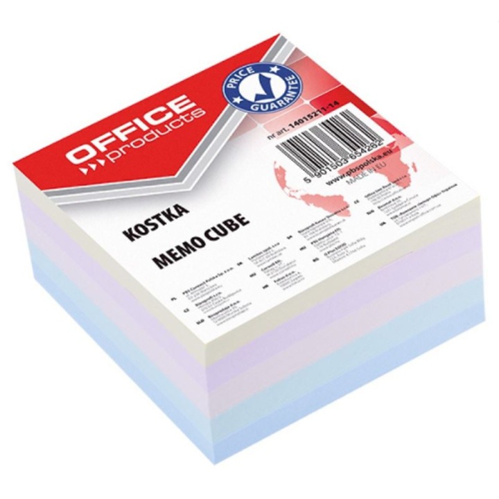 Cub Hartie 85x85x40mm, Office Products - Hartie Culori Pastel Asortate
