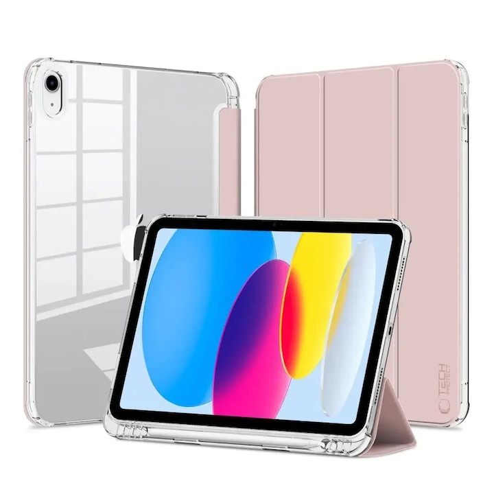 Husa Tech-Protect Smartcase Pen Hybrid compatibila cu iPad 10.9 inch 2022 Pink