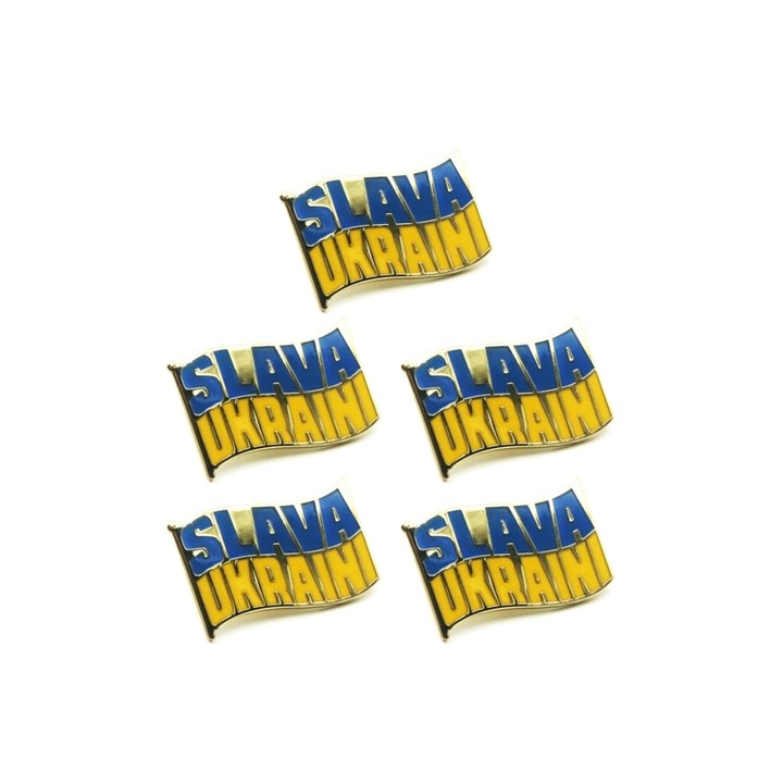 Set 5 bucati, Insigna Metalica de Rever Slava Ukraini, Metal, Multicolora
