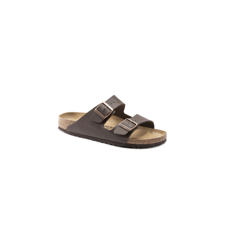 Sandale dama, Brikenstoc, Cu catarama, Piele naturala, Maro, 37