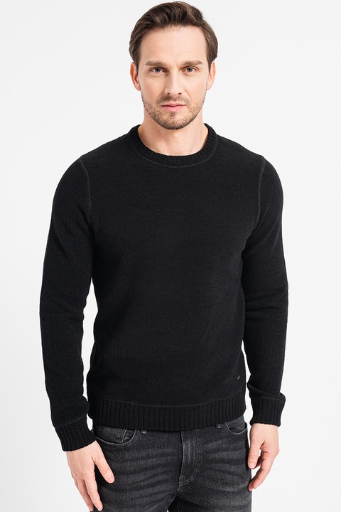 Only & Sons, Пуловер Sense с овално деколте, Черен