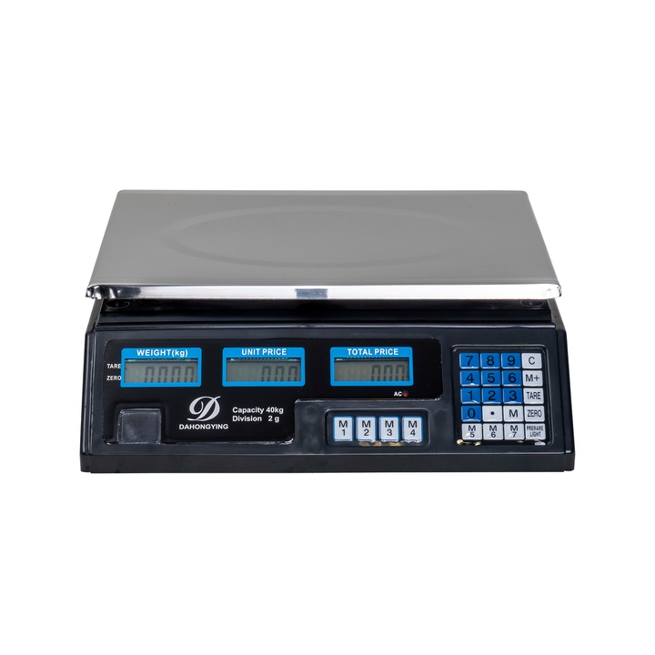 Cantar Electronic 40 kg, acumulator inclus, digital, functii multiple, afisaj dublu, negru / EXT 9922