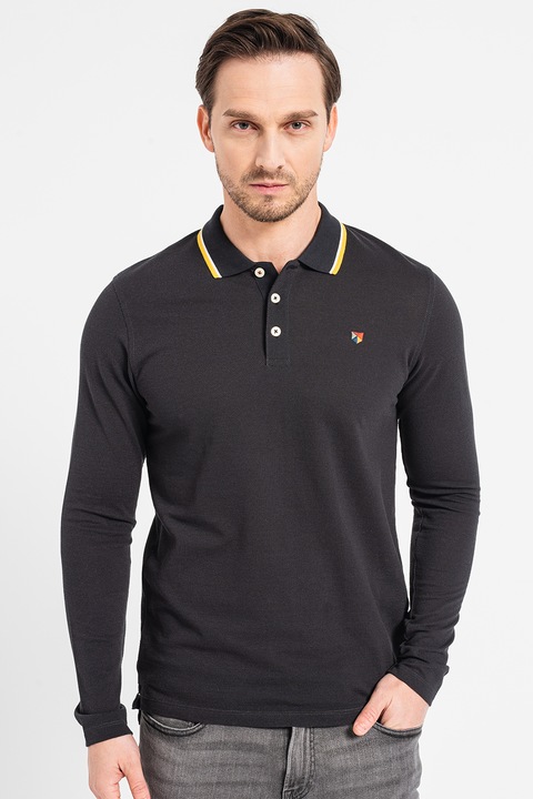 Jack & Jones, Bluza polo cu detalii contrastante Luwin, Galben/Negru stins