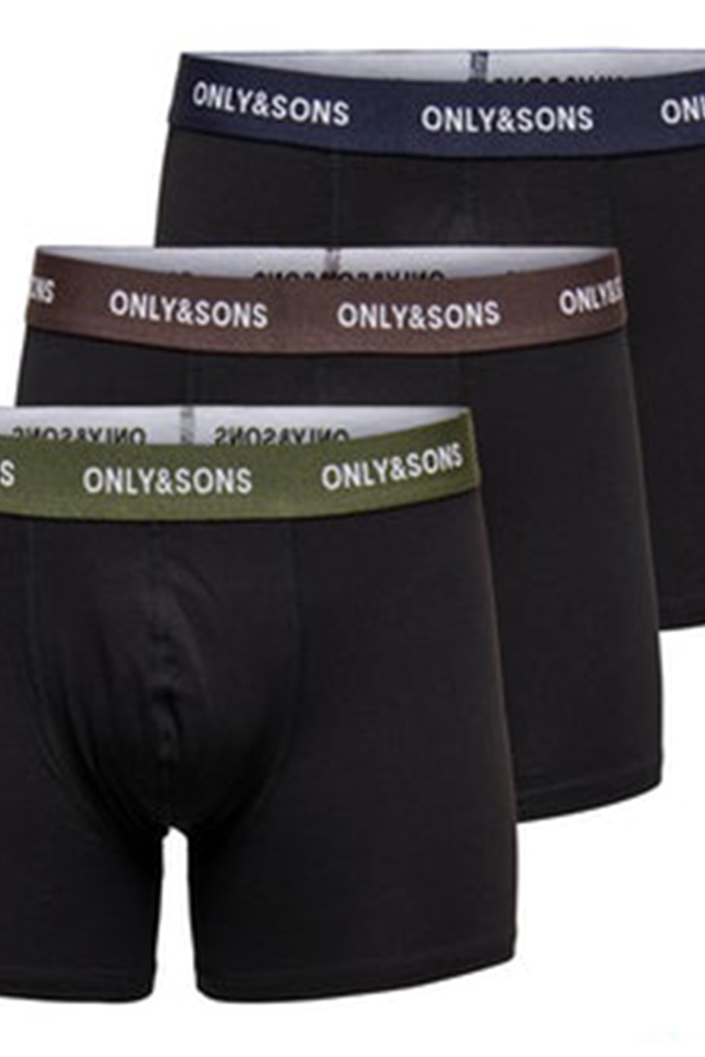 Only & Sons, Боксерки с лого, 3 чифта, Бял, Зелен, Черен, M - eMAG.bg