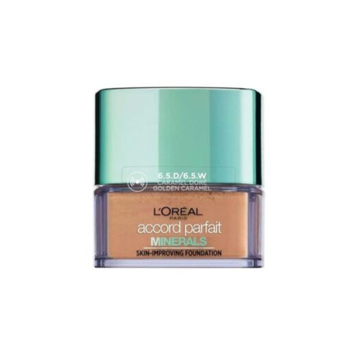 Fond De Ten Mineral Cu Acoperire Lejera L'Oreal Accord Parfait Minerals - 6.5D/6.5W Golden Caramel, 10 gr