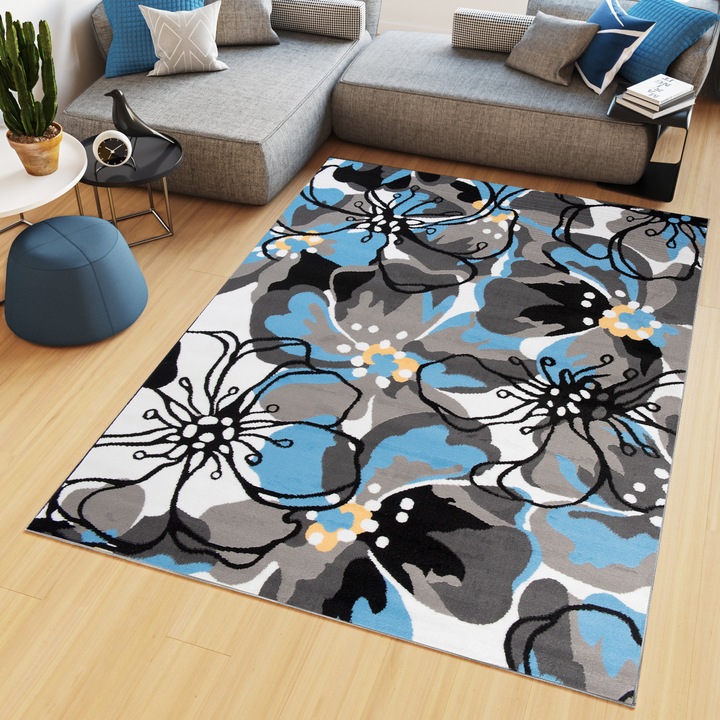 Килим, TAPISO, Z907A, Флорален, 100% полипропилен, Многоцветен, 80 x 150 cm