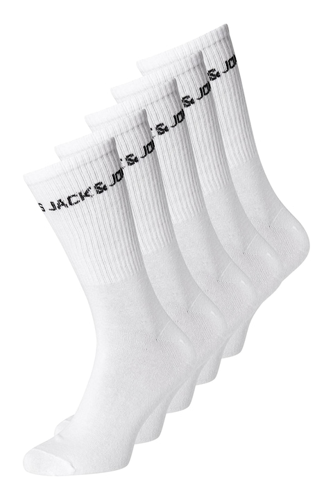 Jack & Jones, Дълги чорапи - 5 чифта, Бял/Черен