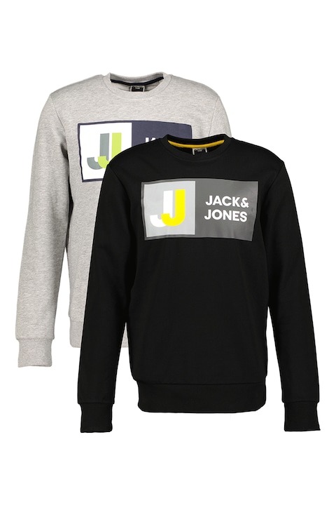 Jack & Jones, Logan logómintás pulóver szett - 2 db, Melange szürke/Fekete