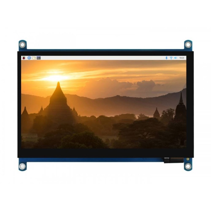 LCD сензорен дисплей модул 7" Waveshare, IPS, 1024x600, Съвместим с Raspberry Pi, Черен