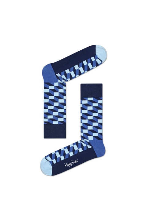 Sosete lungi, Happy Socks, Bumbac, Model Filled Optic, Albastru, 41-46 EU