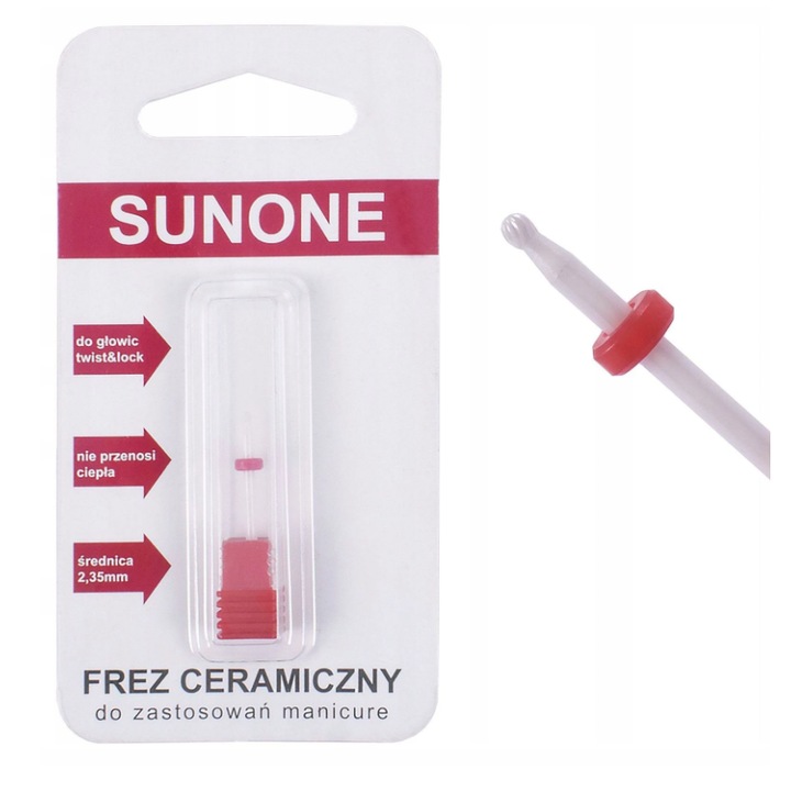 Cutter manichiura, Ferz, Sunone, Ceramica, Pentru cuticule, Alb/Rosu