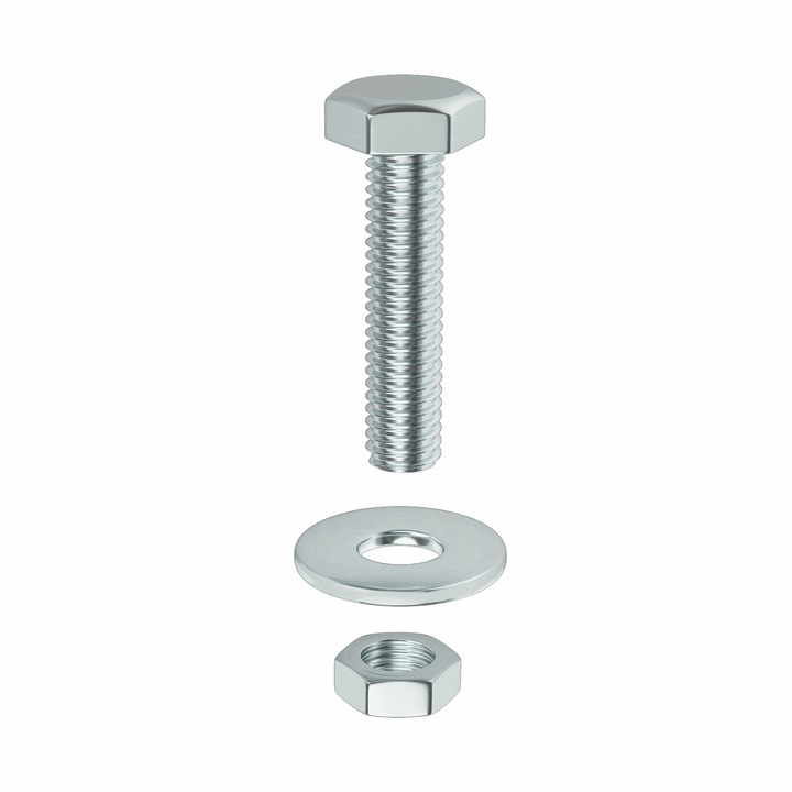 Surub metric cap hexagonal M8x30, saiba plata, piulita 100buc/cutie