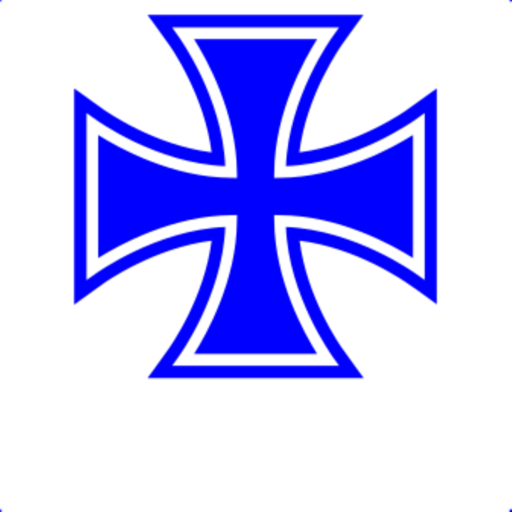 Sticker decorativ perete, auto si geam, Iron cross, Albastru, 19 cm