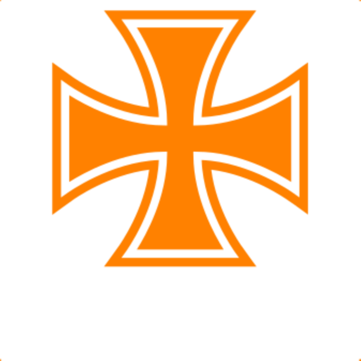 Sticker decorativ perete, auto si geam, Iron cross, Portocaliu, 19 cm