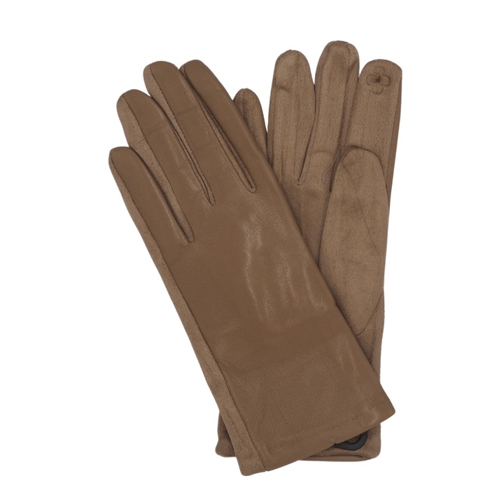 Manusi femei, Onore, bej, piele ecologica si textil, marimea universala, model uni