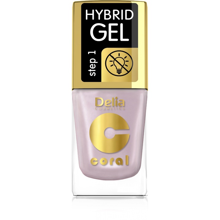 Lac de unghii Coral Hybrid Gel Nr. 66, Delia, 11 ml, Mov deschis
