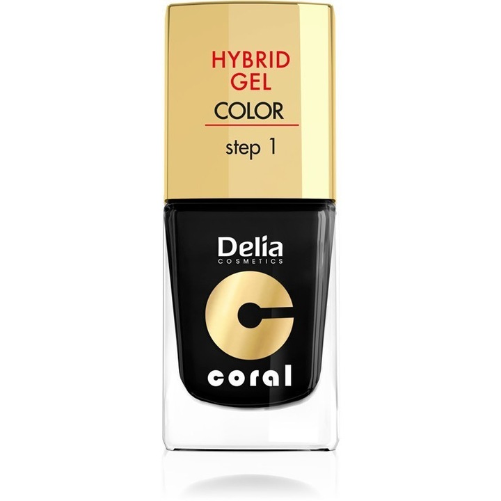 Lac de unghii Coral Hybrid Gel Nr. 26, Delia, 11 ml, Negru