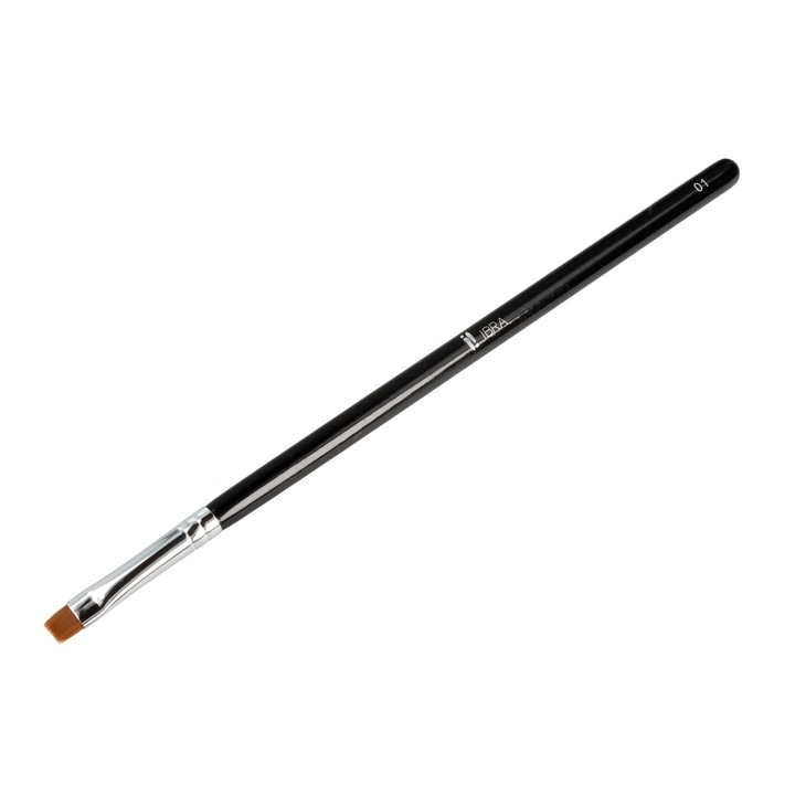 Pensula pentru aplicarea creionului de ochi sau a fardurilor, Ibra, Lemn/Par sintetic, 275 mm, Negru