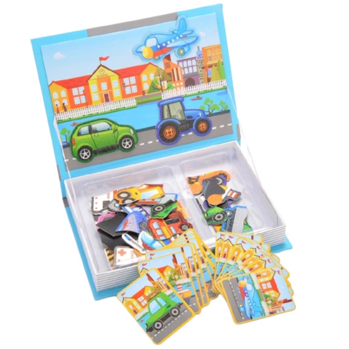 Carte magnetica cu Vehicule, Puzzle magnetic Traffic