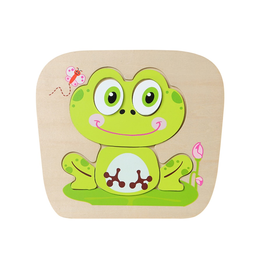 Puzzle bebelusi Kiokids, Broscuta, din lemn, 7 piese