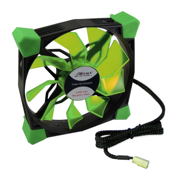 Ventilator Inter-Tech CobaNitrox Xtended N-120-GR, 120mm, Green LED