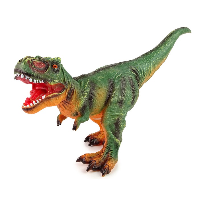 Nagyméretű dinoszauruszfigura Tyrannosaurus Rex zöld és narancssárga hang 60 cm hosszú 12272