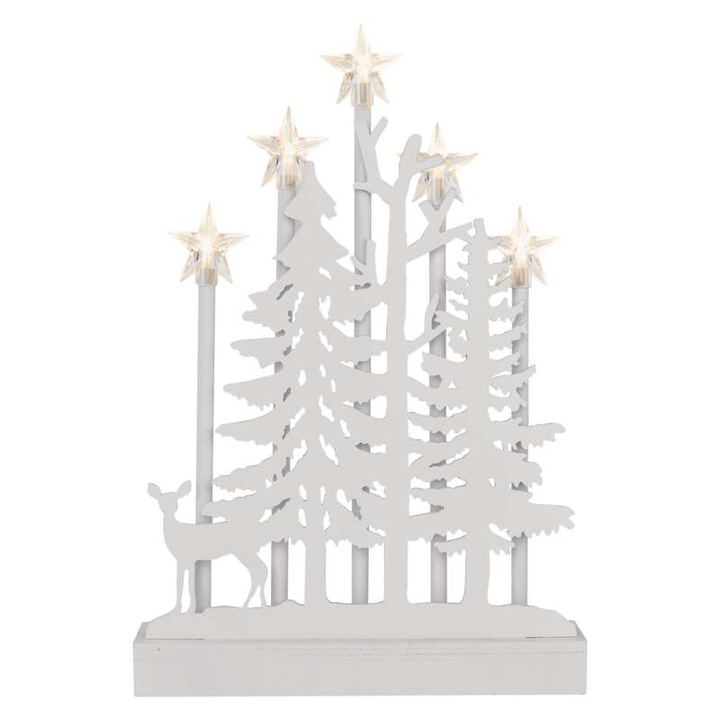 Decoratiune Craciun, Peisaj padure, Emos, LED 0.3W, Lumina Calda, 2xAA, IP 20