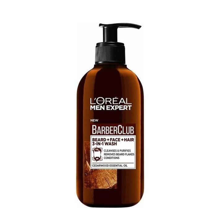Gel de curatare 3 in 1 pentru barba, fata si par BarberClub, 200 ml