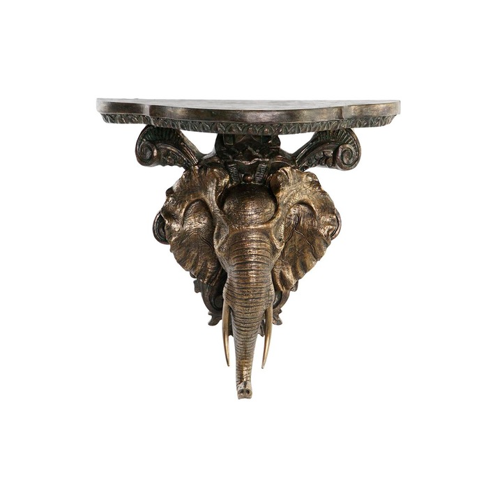 Raft decorativ DKD Home Decor Elephant, rasina, auriu, 36.5x16.5x36cm