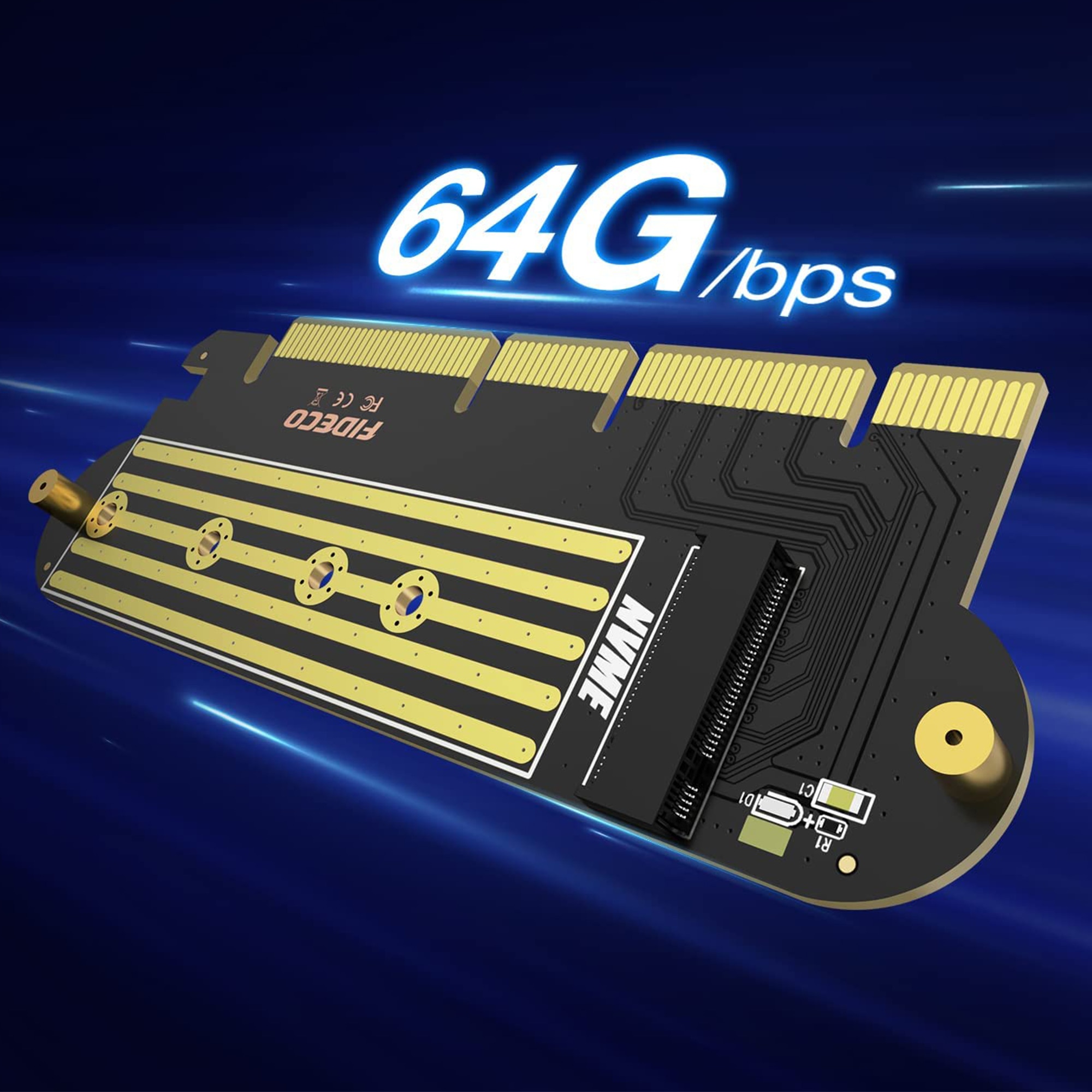 Адаптер Pci-E X16 към M.2 Nvme 64Gbps, адаптерна карта Pci-E 4.0 с M.2 ...