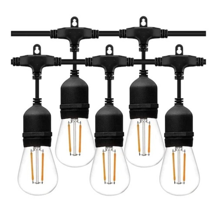 Ghirlanda luminoasa exterior, impermeabila, interconectabila, 10m, lumina calda, cu becuri incluse 4W