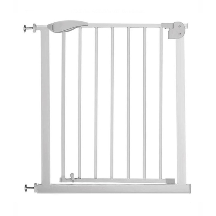 Предпазна врата за бебета, Бял металик, Автоматично затваряне, 82 см