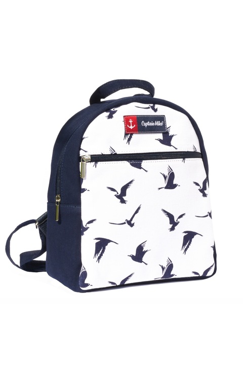 Rucsac pentru dama, Captain Mike, Bumbac/Poliester, Bleumarin/Alb