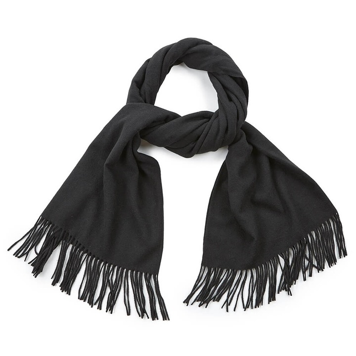 Esarfa dama, Viscoza, 180 x 65 cm, Fara imprimeu, Negru