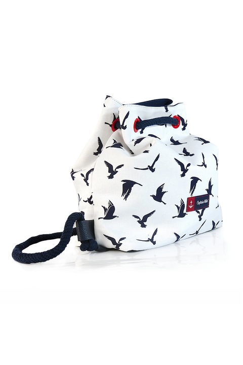 Rucsac dama de plaja, Captain Mike, Poliester/Bumbac, Bleumarin/Alb