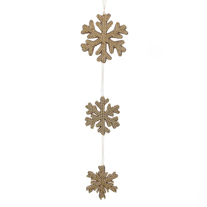 Decoratiune cu agatatoare, tip fulg, pentru Craciun, Amelex Solution, 55,19 cm, auriu