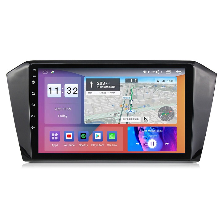 Навигация VW Passat B8 от 2015-2020, NAVIGPS, 2K резолюция, QLED 9.5 инчов дисплей, 4GB RAM и 64GB ROM, Android, Octacore процесор, 4G sim слот, DSP звук, Wireless Carplay и Android Auto, Камера за заден ход, USB, Wi Fi , радио