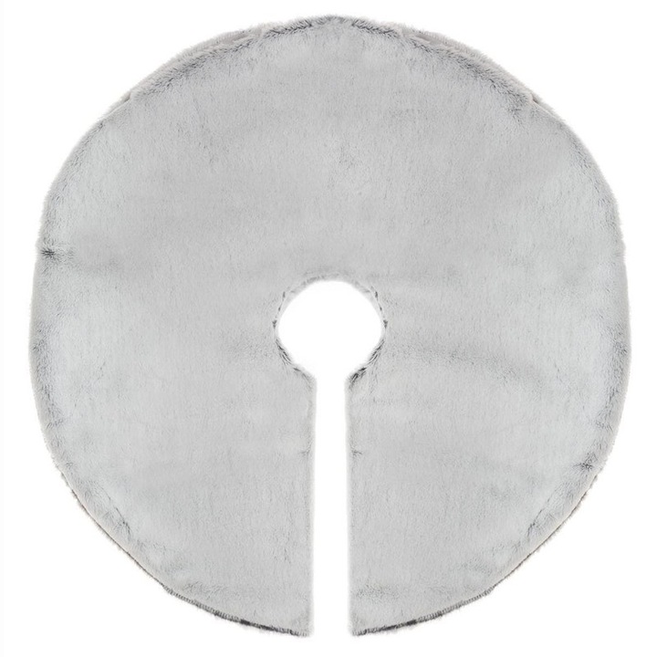 Covor pentru bradul de Craciun, imitatie blanita, diametru 90 cm, gri