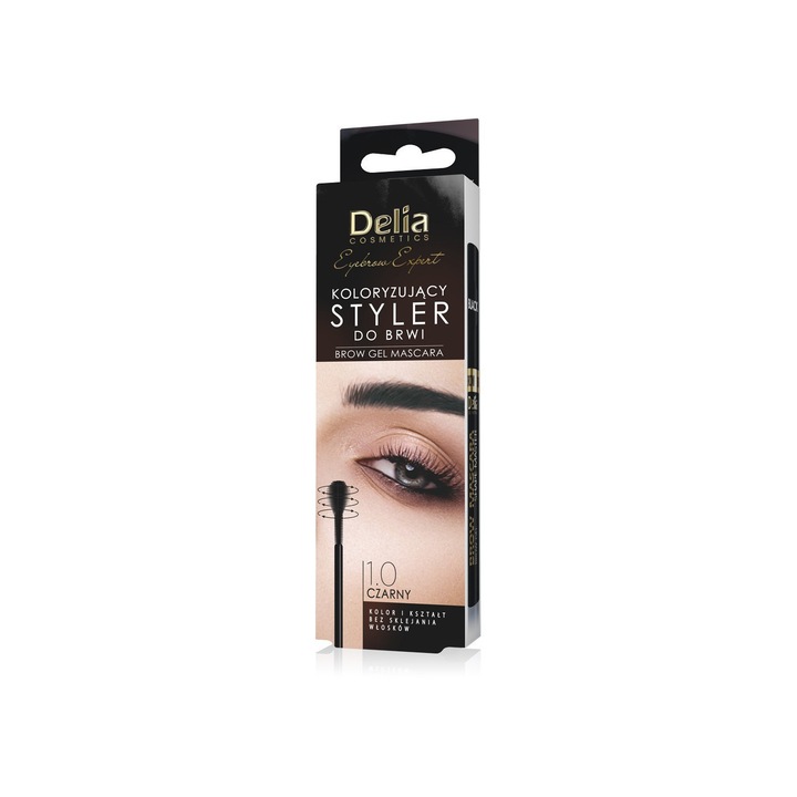 Mascara pentru sprancene, Delia Cosmetics, Eyebrow Expert Coloring Mascara, 11ml, Negru