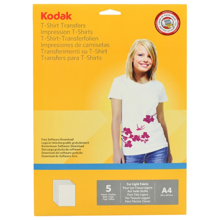 Hartie transfer termic Kodak A4, pentru textile albe