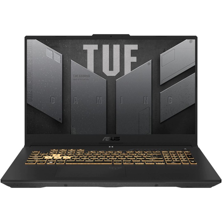 Лаптоп за игри Asus TUF F17 FX707ZC4-HX038MXM Процесор Intel® Core™ i5-12500H 18M Cache, до 4,50 GHz, 17,3" FHD 144Hz, 32GB, 512GB + 1TB SSD, nVidia GeForce RTX 3050 @4GB, черен/сив