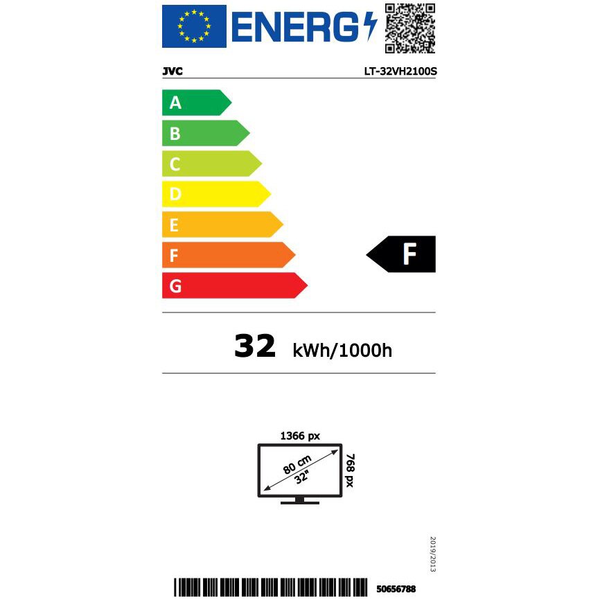 Телевизор JVC LED 32VH2100S, 32\" (81 см), HD, Клас F - eMAG.bg