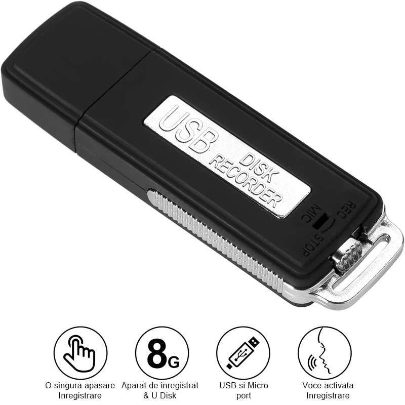 Записващо устройство, Дигитално, USB, 8 GB, Черен - eMAG.bg