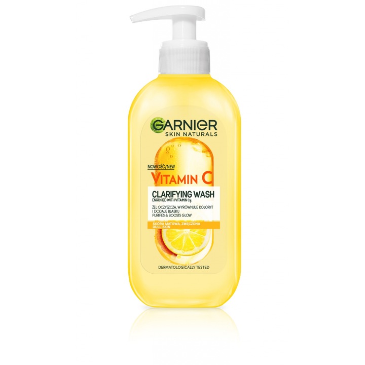 Почистващ гел за лице, Garnier, Skin Naturals, Витамин С, 200 мл