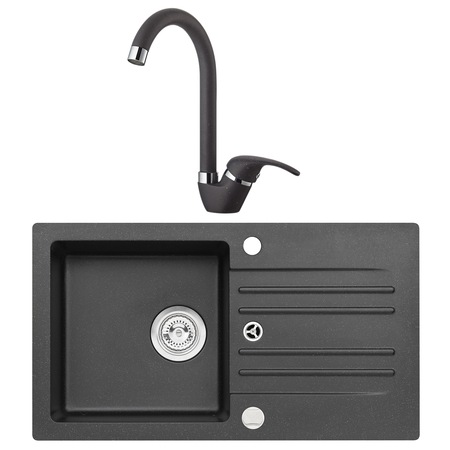 Set chiuveta Alveus Foxtrot + Baterie Zyta, 130 750x420x140 mm, Negru