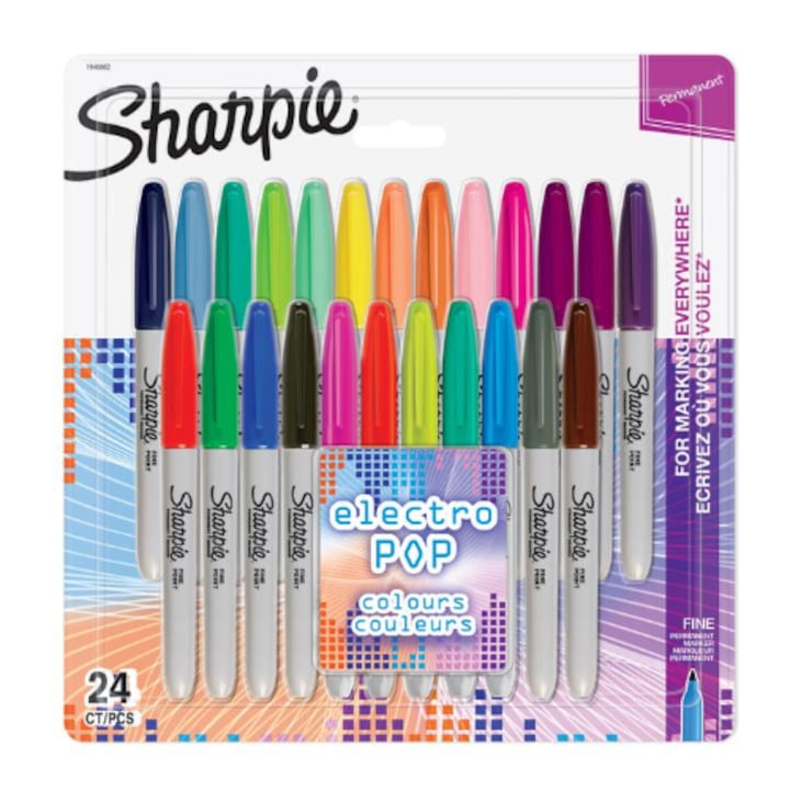 Set de 24 de markere, Electro Pop, SHARPIE, Multicolor