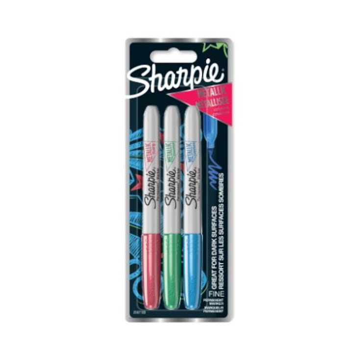 Set de 3 markere, SHARPIE, Metalic, Multicolor